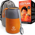 GOOD FOR YOU - Thermal Food flasks for hot Food, Soup containers, Ideal as a Thermal Lunch Box, Soup Flask or Food Warmer Lunch Box - Stainless Steel Insulated hot Food Flask - Orange