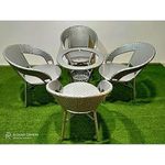 Ratan Indai D-12|Indoor |Outdoor |Living Room| Balcony| Garden| Chair Table Set 4+1 (4 Chair + 1 Table)| Furniture Set| Coffee Chair Table Set| Powder Coated|