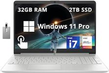 HP 15.6" FHD Touchscreen Business Laptop, Intel i7-1255U, 32GB RAM, 2TB PCIe SSD, Intel Iris Xe Graphics, Num Pad, Webcam, Windows 11 Pro, Natural Silver, 32GB Hotface USB Card