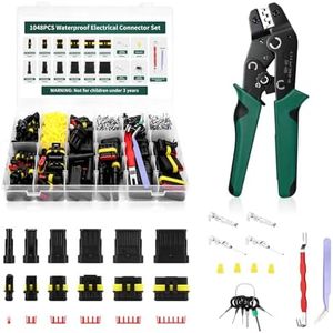 1048Pcs 55 Sets Waterproof Automotive Electrical Wire Connectors with Ratcheting Wire Crimper,Wire Connector Plug Kit 1/2/3/4/5/6 Pin Plug Connectors Kit Male and Female for Car Truck Motorcycle Boat
