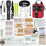 RHINO RESCUE Survival First Aid Kit, Emergency Kit Molle Pouch IFAK Medical Kit for Vehicles Car Camping Backpacking Hiking Hunting Red