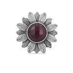 El Regalo Sunflower Big Cocktail Rough Stone Adjustable Finger Rings in Antique Silver Finish for Girls & Women- Valentines Day Gift for Girlfriend/Wife