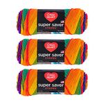 Red Heart Bulk Buy Super Saver Stripe, Favourite (4965), Pack of 3 Balls