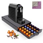 Midyb Coffee Pod Holder, Coffee Capsule Holders for 45 Capsule Capacity, Metal Coffee Pod Drawer with Non Slip Feet for Coffee Pods Storage, Suit for Kitchen, Office, Send 1 Cleaning Cloth, Black