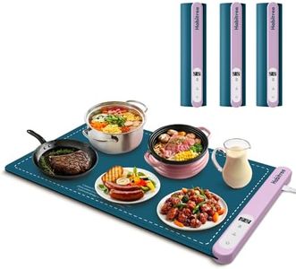 Food Warmer Silicone Electric Warming Tray - Rapid Heating, Precise 6-Level Temperature Control, Rollable & Portable, Easy to Clean, Ideal for Parties, Gatherings (Peacock blue, Large 3pack)
