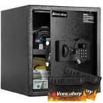 Voncabay Steel Money Safe Box for Home with Fireproof Money Bag for Cash Safe,1.5 Cubic Feet Security Safe Box for Money Safe with Keys, Lock Box Fireproof Safe with Keypad Lock (Black)