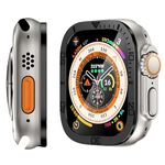 BYTEX Apple Watch Ultra Tempered Glass Screen Protector with Titanium Alloy Framework and HD Anti-Scratch Bubble-Free Waterproof Bezel Ring Protective Case for iWatch Ultra 49mm and Ultra 2 (Black)
