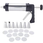 Cookie Press Gun Kit, Icing Decoration Press Cookie Press Maker Kit with 13 Cookie Mold Discs & 7 Decorating Nozzles Spritz & Storage Box for DIY Baking Biscuit Maker