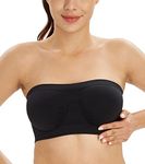 Lemorosy Women's Seamless Bandeau Underwire Strapless Bralette Non Padded Tube Top Bra(L, Black)