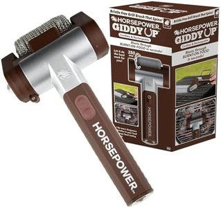 Horsepower Giddy Up Bristle-Free Spinning Grill Brush w/LED, AS-SEEN-ON-TV, Cordless & Rechargeable, 304 Stainless Steel Power Roller Blasts Away Burnt-On Food, No Preheating, 350 RPM, 9 in, Brown