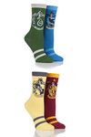 Harry Potter Ladies 4 Pair House Badges Socks Assorted 4-8