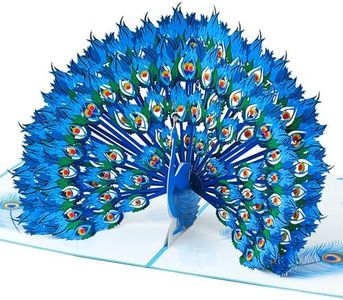 Magic Moments® Pavo Real Orgulloso - Tarjeta Desplegable - Tarjeta de Felicitación 3D para Cumpleaños, Bodas, Fiestas y Celebraciones Especiales - Sobre Mágico y Tarjeta de Notas Incluida