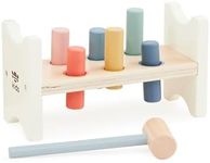 Just bee kids Wooden Hammer Bench Toy | Boys & Girls 12+ Months | Plastic-Free | Soft Pastel Colours | Smooth Edges | Pounding Bench with Pegs and Mallet | Toddlers Children Kids Gifts