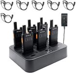 (3nd Gen RT22) Retevis B3H Walkie Talkies, Ultra Slim, 2 Way Radio with Earpiece, 6 Way Multi Unit Charger, 1620 mAh Battery, LED Display, Business Two Way Radio for Retail Store (6 Pack)