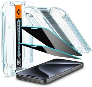 SPIGEN EZ Fit GLAS.tR Privacy Designed for Apple iPhone 15 Pro Screen Protector (2023) [6.1-inch] Auto Alignment Kit Premium Tempered Glass [2-Pack] - Black