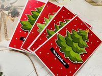 Crafted Forever handmade set of Christmas greeting cards, 4x6 inch size, blank inside, envelopes included, handmade with love (Christmas tree)