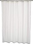 Amazon Basics Solid Colour Fabric Shower Curtain Mould Resistant and Water Repellent, White, 180 x 200cm