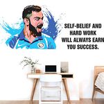 StickMe 'Virat Kohli - Cricket Player - Sports- Inspirational - Motivational - Quotes - Wall Sticker' -SM782 (Multi Colour, Vinyl - 130cm X 60 cm)