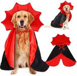 Halloween Dog Vampire Costume, Halloween Large Pet Cloak Devil Costume Adjustable Red Black Classic Pet Cape Cosplay Apparel Party Costume Pet Supplies Accessories for Medium Large Dogs