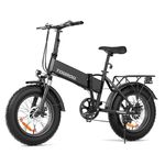 Touroll Electric Bike Folding E-bike, S1 20"×4.0" Fat Tire Electric Bicycle, 48V 15.6Ah Removable Battery, 50KM-100KM, 7 Speed, 60N.M Hub Motor E-bike for All Terrain, MTB/Beach/Snow