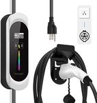 Keruida Level 1 EV Charger 16Amp 110V, Portable EV Charger with NEMA 5-15 Plug SAE J1772 Cable, Home EV Charging Station Adjustable Currents 8A-16A with EV Charger Holder, Timing Delay