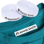 100 Personalized Iron-on Fabric Labels for Kids, Baby & Children's Clothes, School Uniform, Gentle on Skin, Durable, Easy to Apply, Eco-Friendly, Washing Resistant - White, Small, Cotton (101)