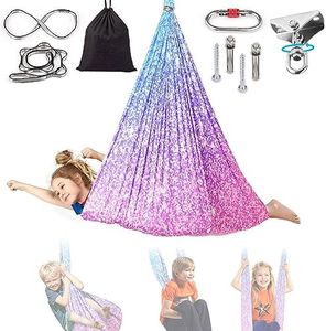 Levligle Sensory Swing for Kids Indoor - Outdoor Double-Layer Hammock Swing Special Needs Sensory Joy Therapy Cuddle Chair with 360° Swivel Hanger Kit Adjustable Swing for Aspergers Autism ADHD Adults