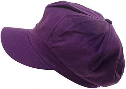 Summer 100% Cotton Plain Blank 8 Panel Newsboy Gatsby Apple Cabbie Cap Hat Purple