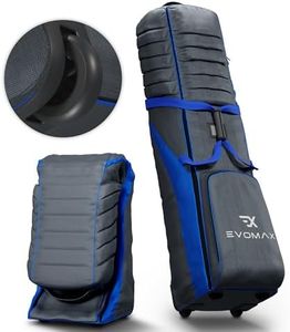 Evomax Golf Travel Bag with Wheels - 1680D Nylon Golf Bag Travel Case w/Large Storage Pocket & Label Holder - Foldable Golf Club Travel Bags for Airlines, Stylish Golf Carrier for Clubs Gloves & More