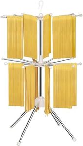 KOLEONHOME Collapsible Pasta Drying Rack, Double Layer Pasta Rack with 20 Arms, Stainless Steel Homemade Fresh Spaghetti Rack Drying Noodle Rack, Easy to Install and Store