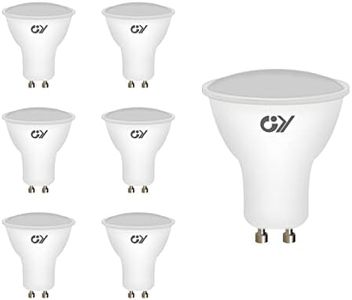 GY Pack of 6 GU10 LED Bulbs, 8W Equivalent 80W, 800 Lumens, Cool White 6500K, 120° Wide Beam, GU10 LED Non-Dimmable Bulb
