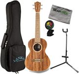 Lanikai ACST-S Solid Top Acacia Soprano Ukulele Bundle w/Bag, Stand, Tuner, and Cloth
