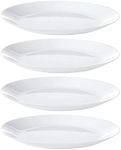 Set of 4 (Four) IKEA White OFTAST Plates (25cm Diameter) Ceramic Tempered Glass 4-Piece Stackable Dinera Dining Plates Microwave and Dishwasher Safe