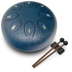 Tongue Drum 8 Notes 6 Inches Chakra Tank Drum Steel Percussion Padded Travel Bag and Mallets blue