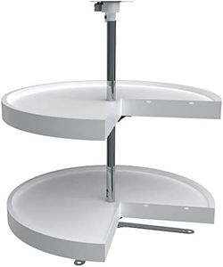 Rev-A-Shelf 2 Tier Pie-Cut Lazy Susan for Corner Base Cabinets, Plastic, 24" Double Shelf Swivel Kitchen Spice/Can Organizer, 24" W x 14" D x 26" H, White, 6942-24-11-52