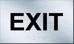 ADA Exit Sign Aluminum Panel Raised Letters and Braille (5" x 3") Brushed Aluminum