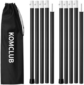 KOMCLUB Tarp Poles Tent poles 75" Lightweight Aluminum for Camping Canopy Awning Shelter Backpacking Hiking Set of 2 (Black-5 Sections)