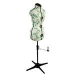 Sewing Online Adjustable Dressmakers Dummy, in a Green Hollyhock Fabric with Hem Marker, Dress Form Sizes 10 to 16 - Pin, Measure, Fit and Display your Clothes on this Tailors Dummy - 5908A