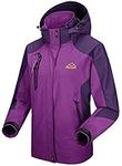 donhobo Women's Waterproof Ski Jackets,Outdoor Hiking Walking Raincoat Jacket Lightweight Windproof Windbreaker Coats with Hood Purple XXL -1