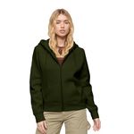 BALANCA Premium Women's Cotton Fleece Full Zipper Hoodie Sweatshirt with Kangaroo Pocket Green L