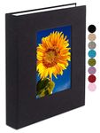 GPIRAL 8x10 Photo Album with 64 Photos, Black, Linen-Photo Album