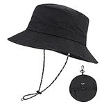 MK MATT KEELY Sun Hat for Men Women Summer UPF 50+ Boonie Hat Foldable Outdoor Waterproof Bucket Hat with Wide Brim Black