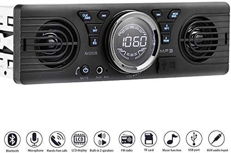 PolarLander Universal 1 Din 12V in-Dash Car Radio Audio Player Built-in 2 Speaker Stereo FM Support Bluetooth with USB/TF Card Port