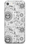 Suns & Planets Astrological Slim Phone Case for iPhone 7/8 / SE TPU Protective Light Strong Cover with Zodiac Vintage Stars Space Moons