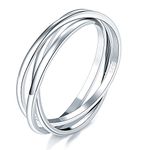 BORUO 925 Sterling Silver Ring, Fidget Ring Anxiety Ring, Triple Row Rolling Interlocking Stacking Rings, High Polish Rings for Women, Men Each Band Width 1.8mm Size 4-12,