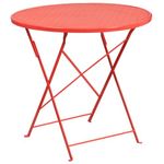 Flash Furniture 30'' Round Coral Indoor-Outdoor Steel Folding Patio Table(CO-4-RED-GG)