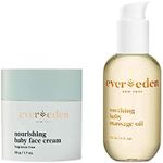 Evereden Soothing Baby Massage Oil, 4 fl oz & Nourishing Baby Face Cream, 1.7 oz | 2 Item Bundle Set | Clean and Unscented Baby Care