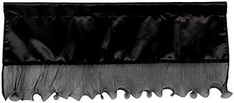 Tache Black Satin Ruffle Valance - Glam Silky Lustrous Night Out Decorative Window Treatment Tailored 18 x 52