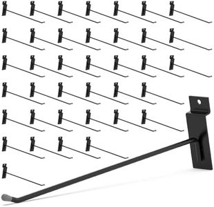 HUHOLE Slatwall Hooks 12 Inch 32PC Black, Thick Metal Slat Wall Hanging Hooks, Slatwall Accessories for Garage Tool Organization, Retail Display, Wall Storage, Workshop Accessories