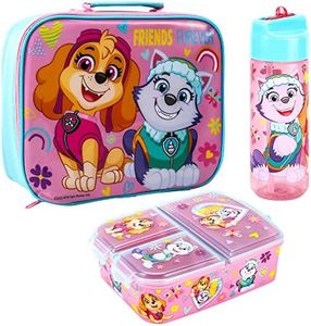 Zawadi Global Paw Patrol Kids Childrens Lunch Box Set – Insulated Lunch Bag, Multicompartment Lunch Box & 540ml Water Bottle - School Travel Lunch Food Set, BPA Free